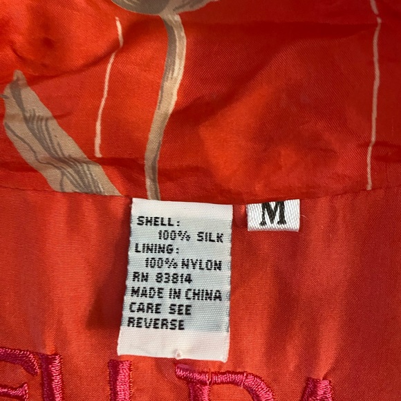 Vintage FUDA International 100% Silk Bomber Jacket Size Medium Tulip Floral - Picture 10 of 14